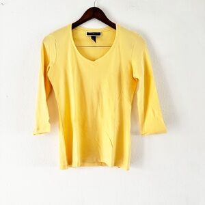 Karen Scott 100% Cotton Basic V-neck Everyday Staple Tee 3/4 Sleeve Size Small